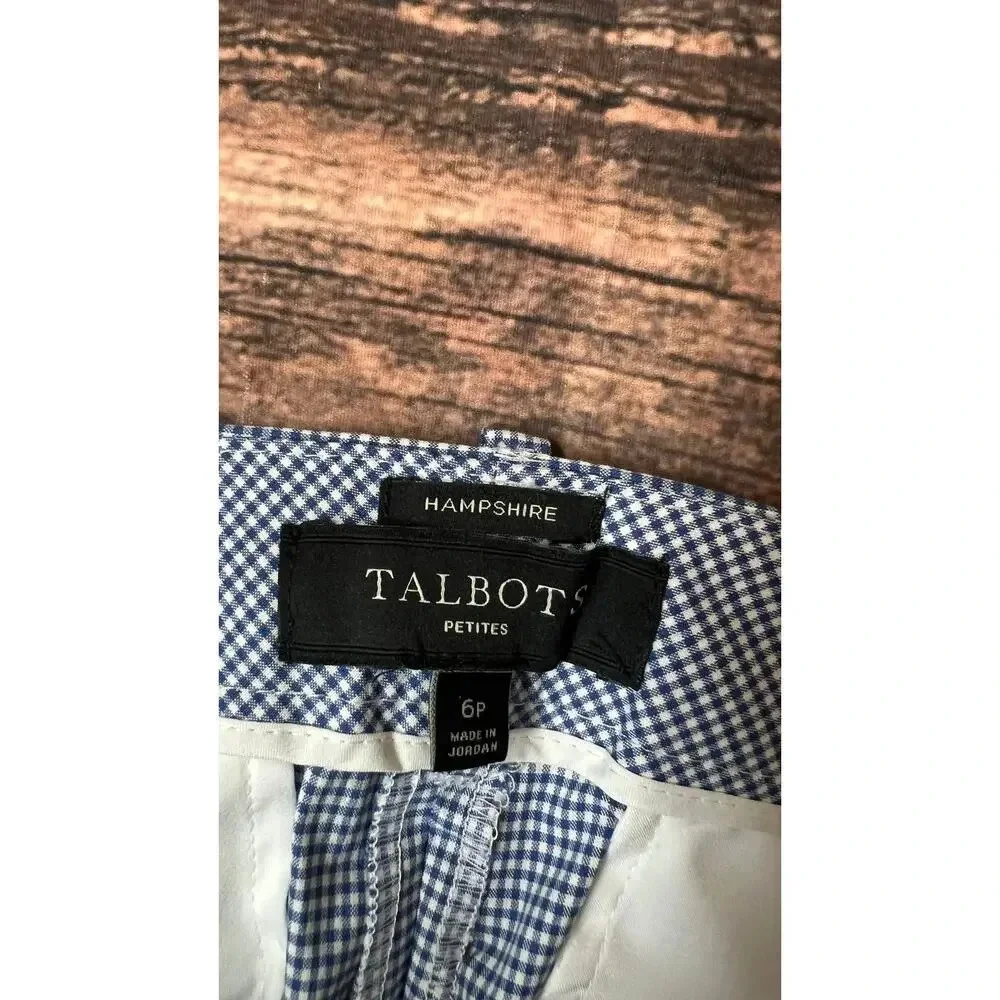 Talbots Petites‎ Women's Size 6 Hampshire Blue Checkered Dress Pants Business - Picture 3 of 4